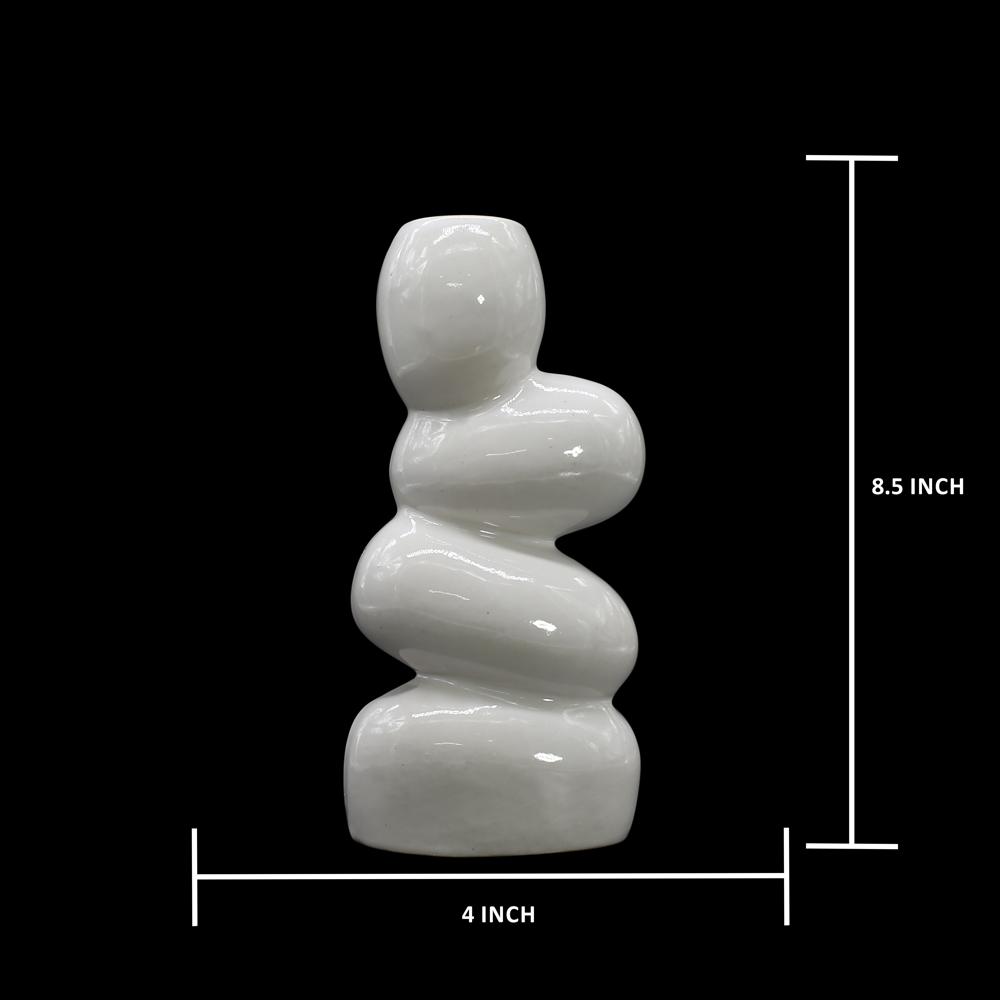 Ceramic Stone Vase - Color: White
