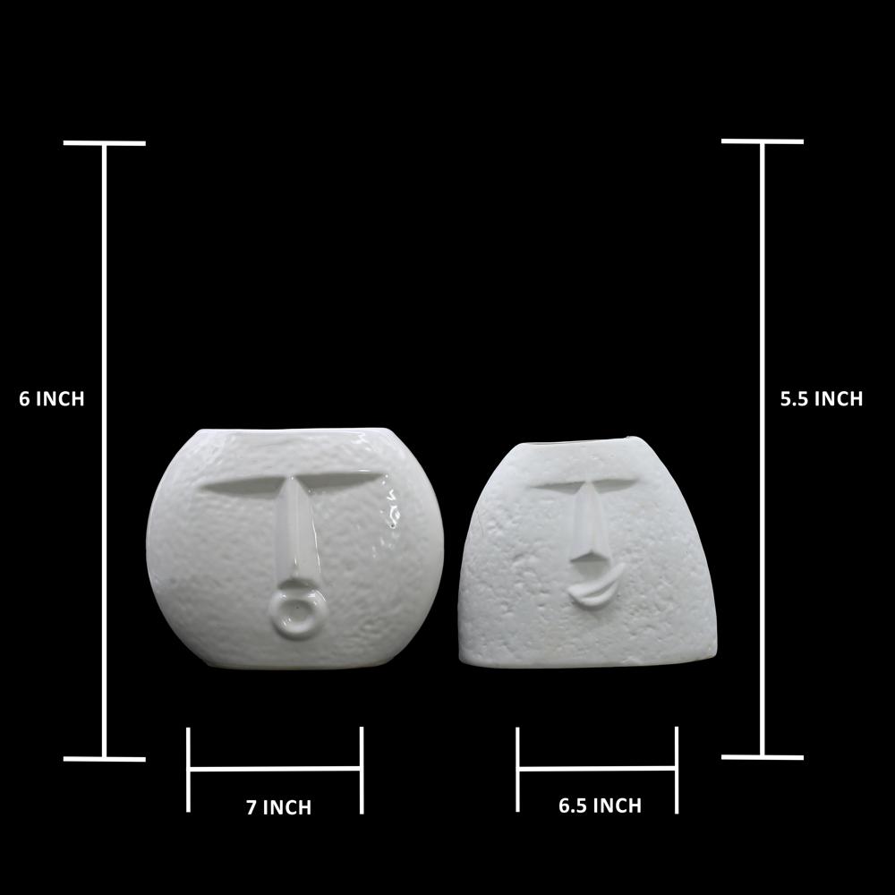 Ceramic Face Set of 2 off white