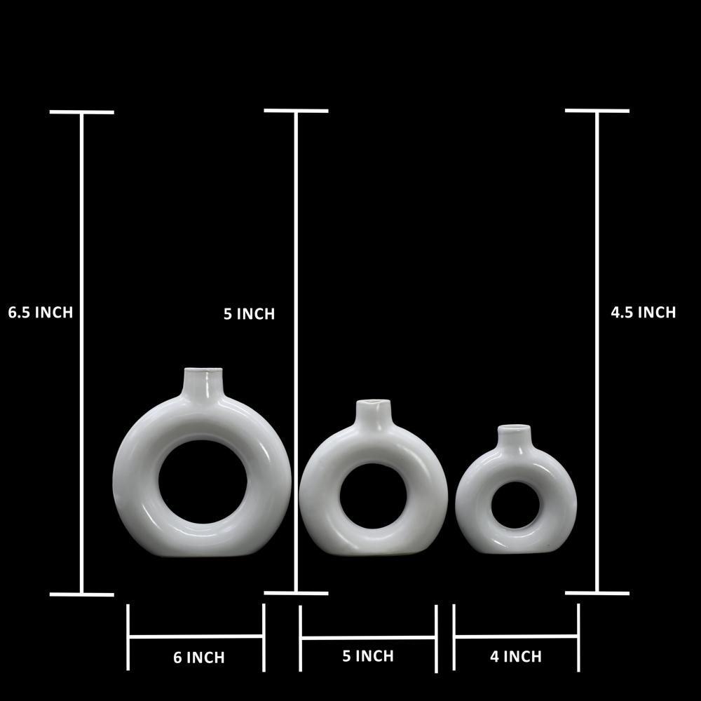 Ceramic Round Flower Vase Set of 3