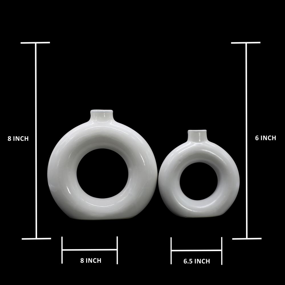 Ceramic Round Flower Vase Set of 2