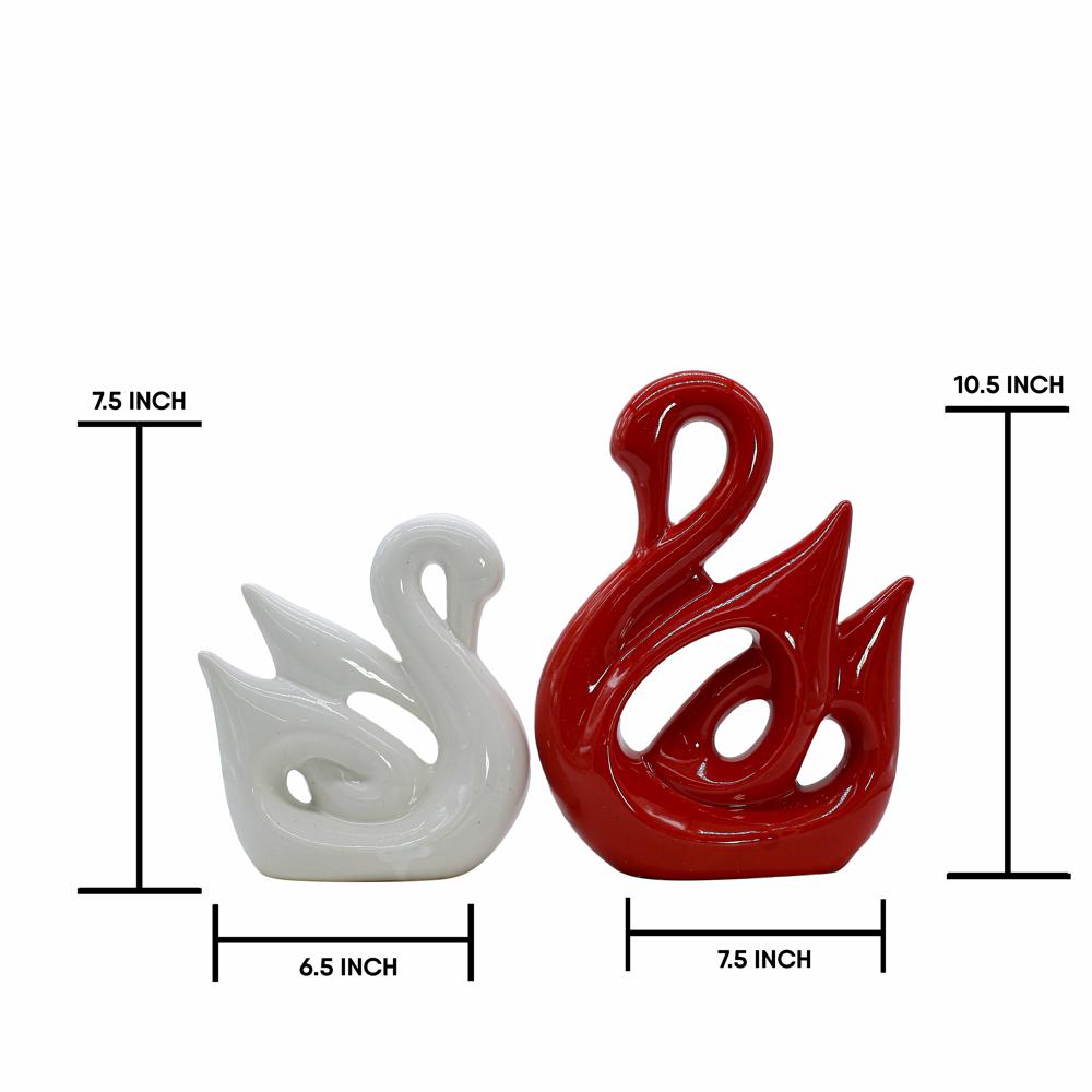 Ceramic Swan Set of 2 (Red & White)