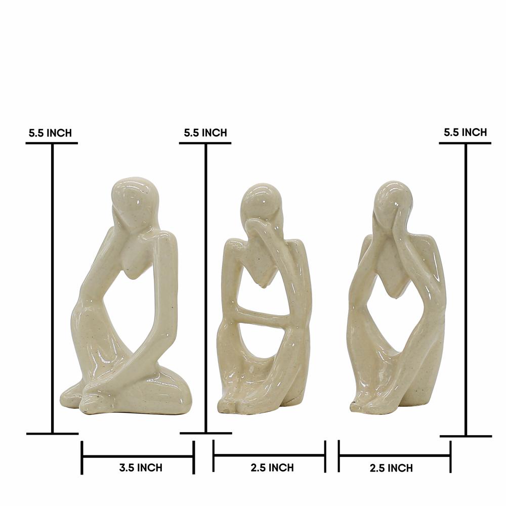 Ceramic Thinking Lady Set of 3