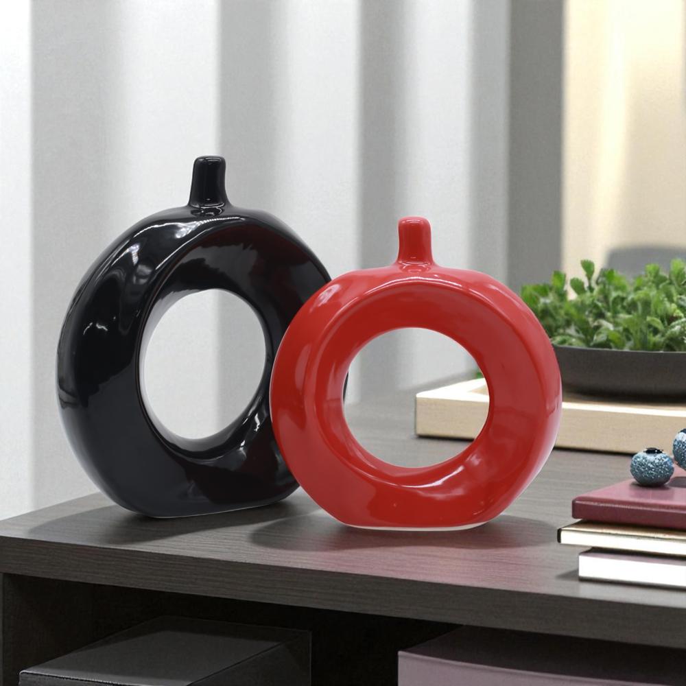 Ceramic Apple Shape Flower Vase Set of 2