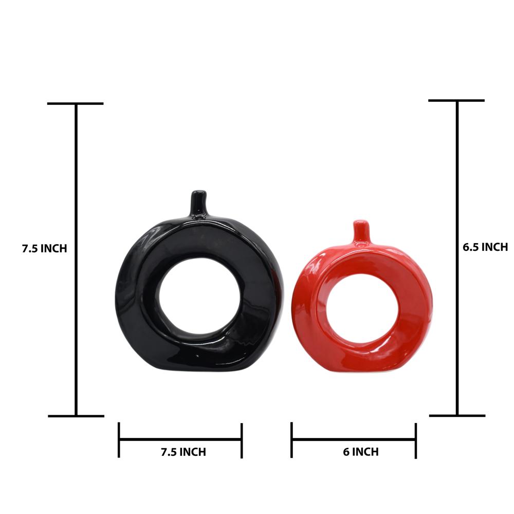 Ceramic Apple Shape Flower Vase Set of 2