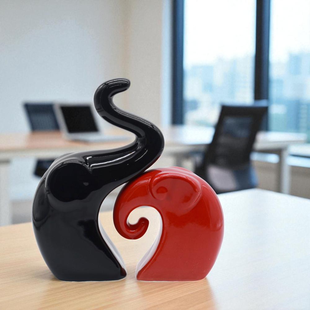 Ceramic Elephant Set Of 2 - Color: Multi