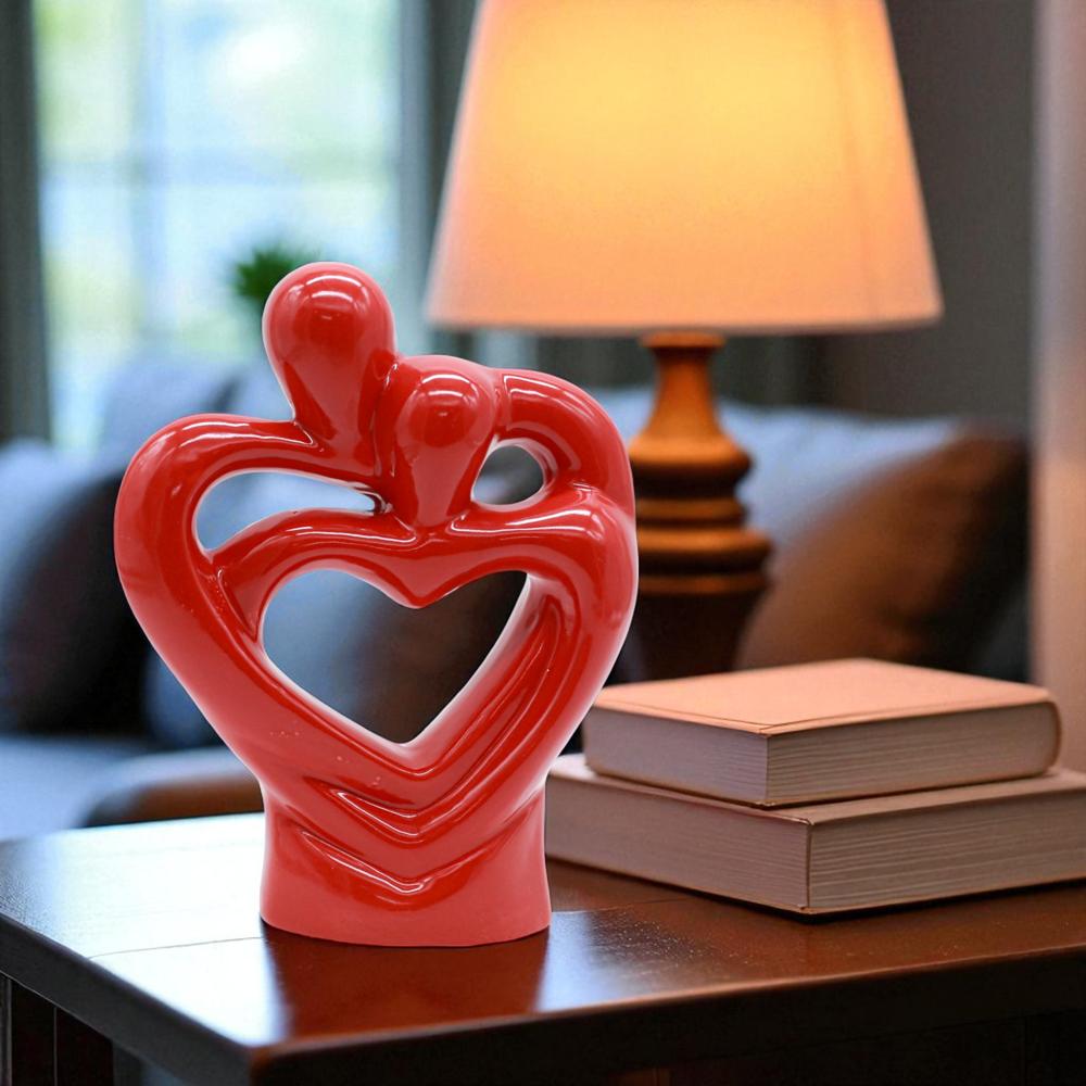 Ceramic Heart Couple Old Red