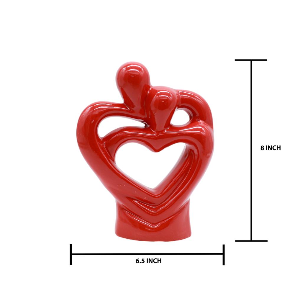 Ceramic Heart Couple Old Red