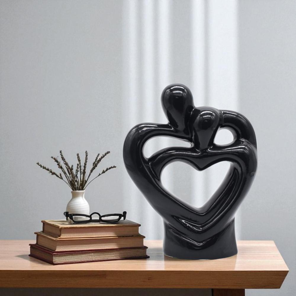 Ceramic Heart Couple Old Black