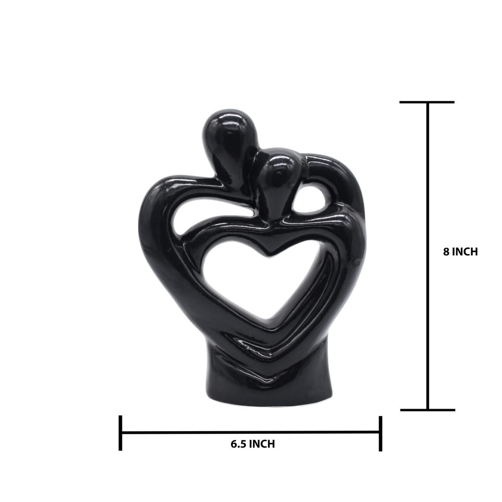Ceramic Heart Couple Old Black