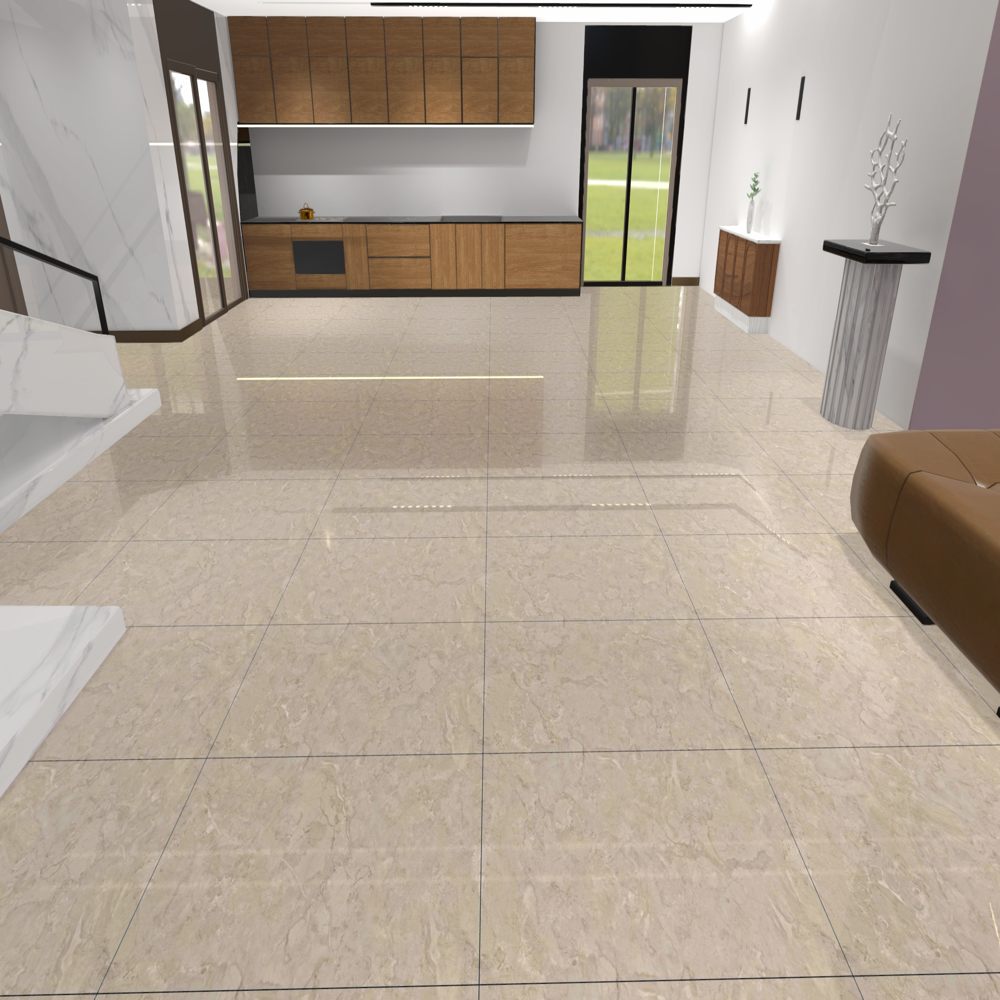 Glossy Vitrified Tiles - Color: Cream