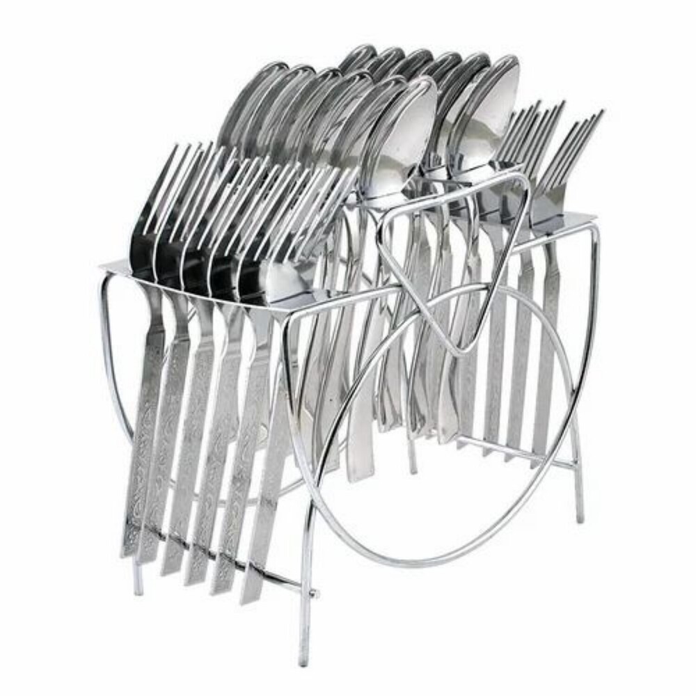 Stainless Steel Spoon And Cutlery Stand - Features: Chrome Finish