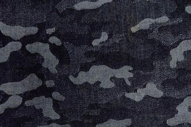 Deep Indigo Camouflage Jacquard Denim Fabric - Color: Different Available