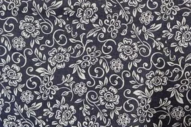 Flower Design Print Denim Fabric - Color: Different Available