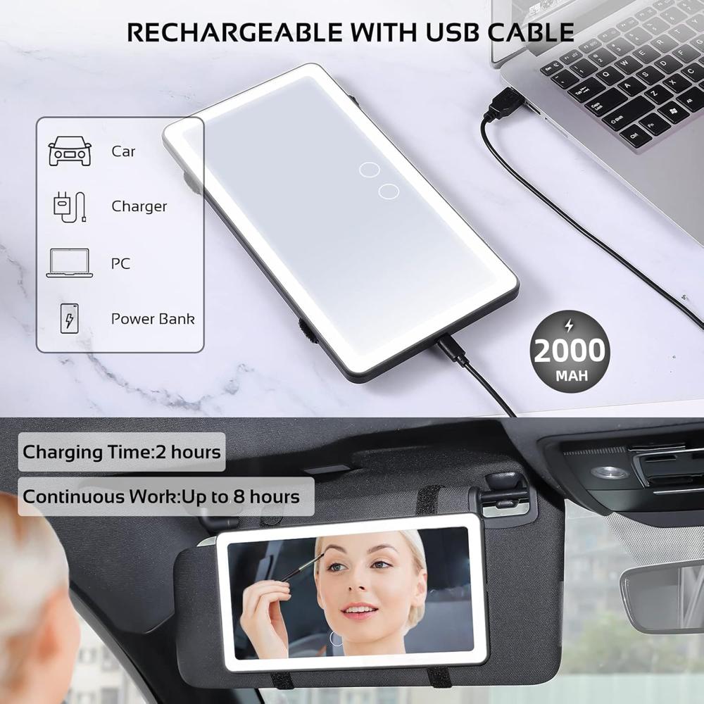 Car Vanity Mirror - Color: White
