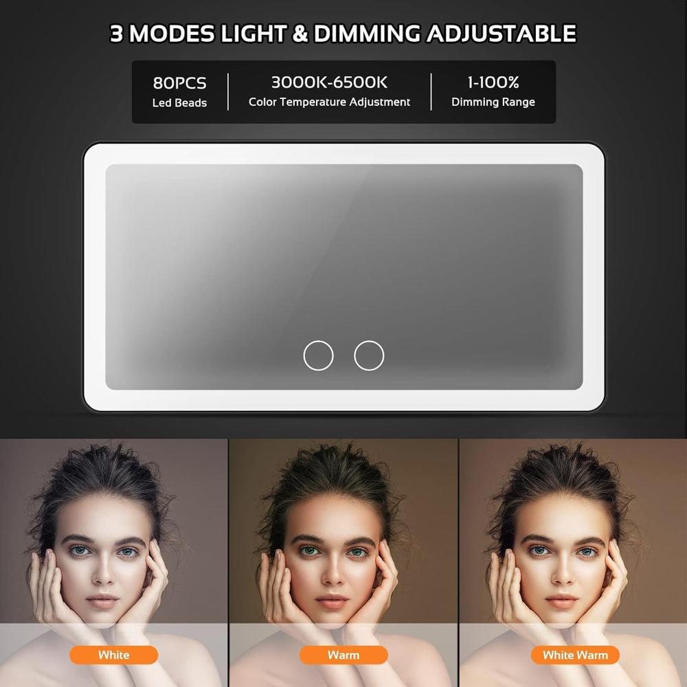 Rechargeable Car Makeup Mirror With Led Lights - Color: White