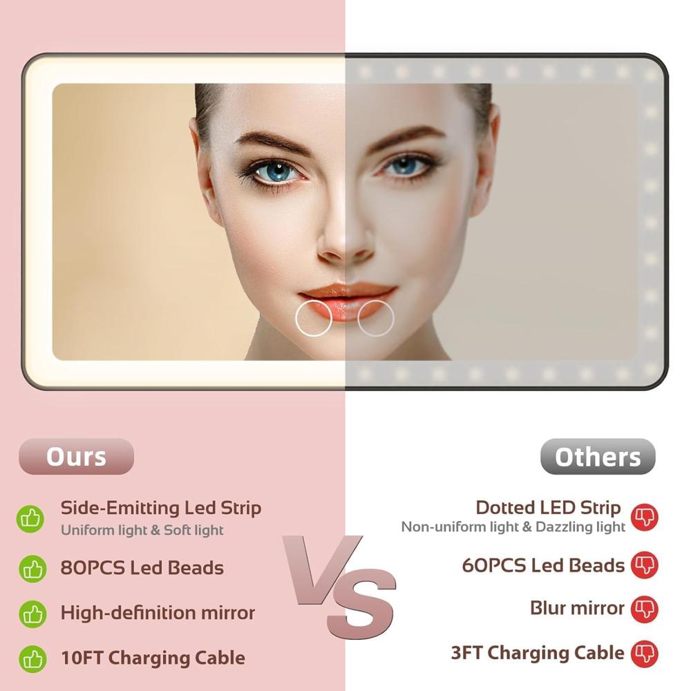 Rechargeable Car Makeup Mirror with LED Lights