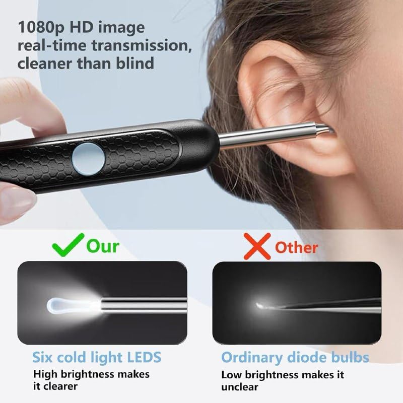 Led Flashlight Earwax Cleaner - Color: Black