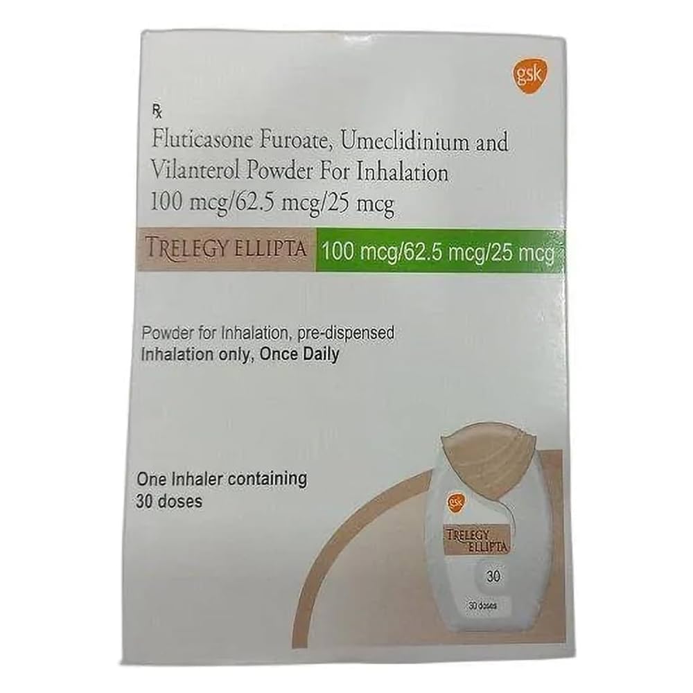 Trelegy Ellipta Powder Fluticasone Furoate+ Umeclidinium+ Vilanterol For Inhalation