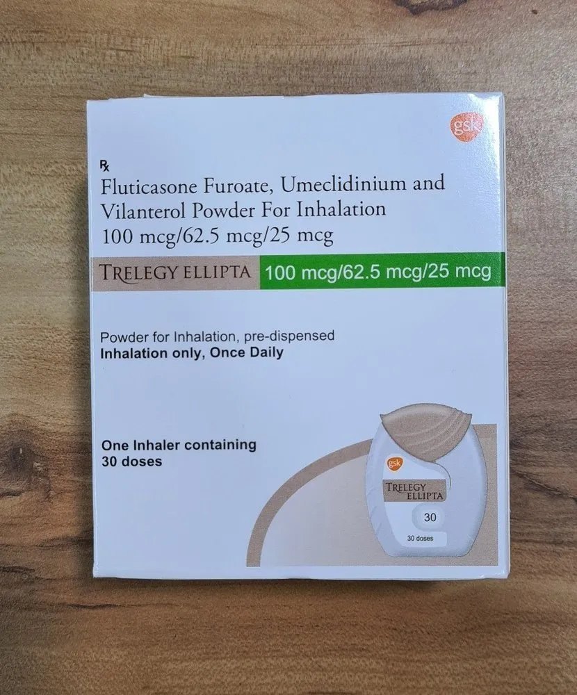 Trelegy Ellipta Powder Fluticasone Furoate+ Umeclidinium+ Vilanterol For Inhalation