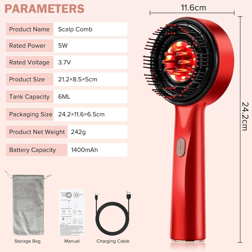 Red Light Therapy Scalp Massager With Oil Applicator - Product Type: Hair Accessories