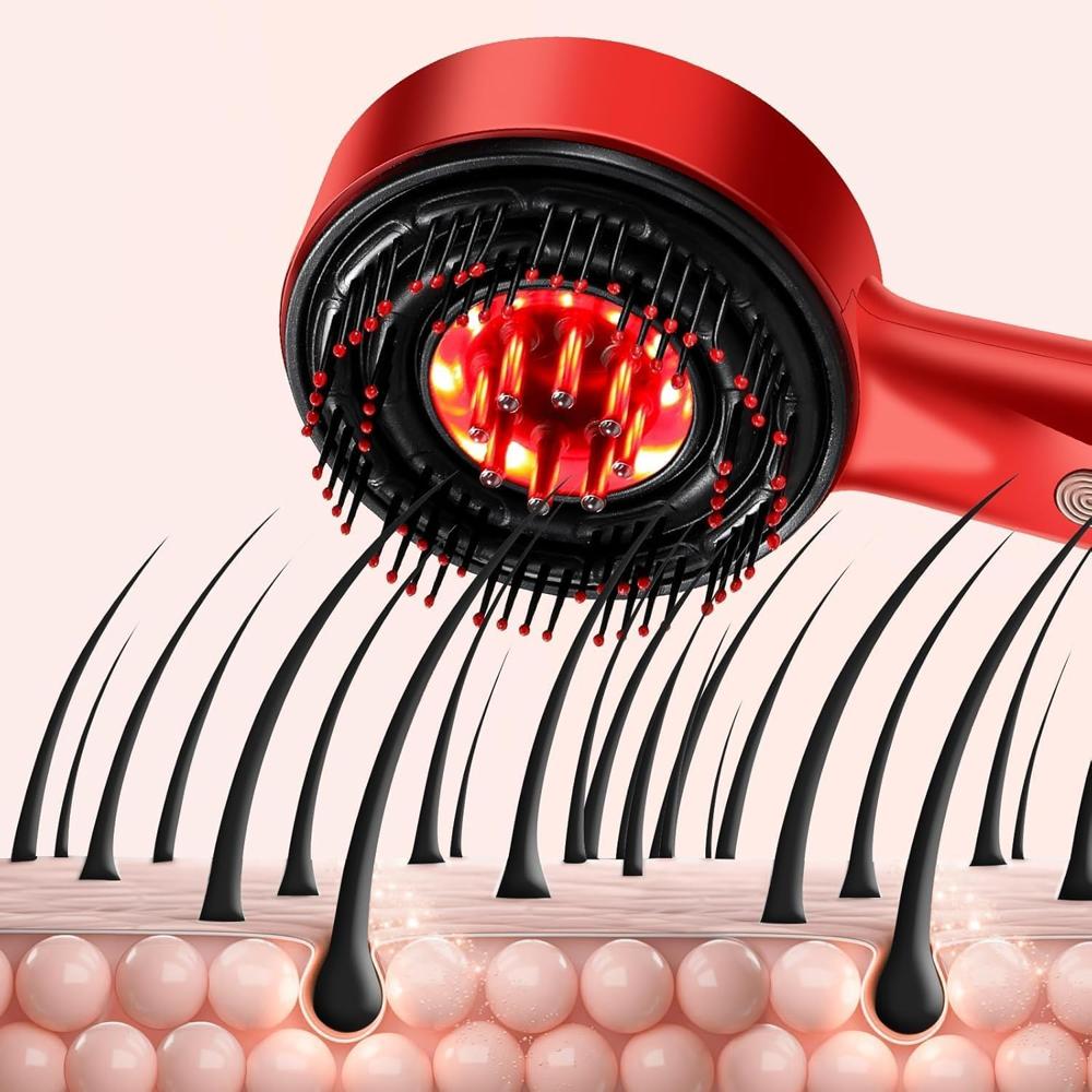 Red Light Therapy Scalp Massager with Oil Applicator