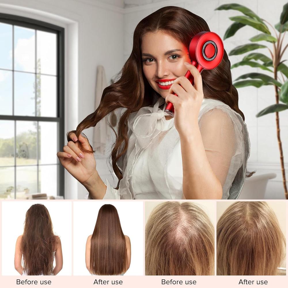 Red Light Therapy Scalp Massager with Oil Applicator