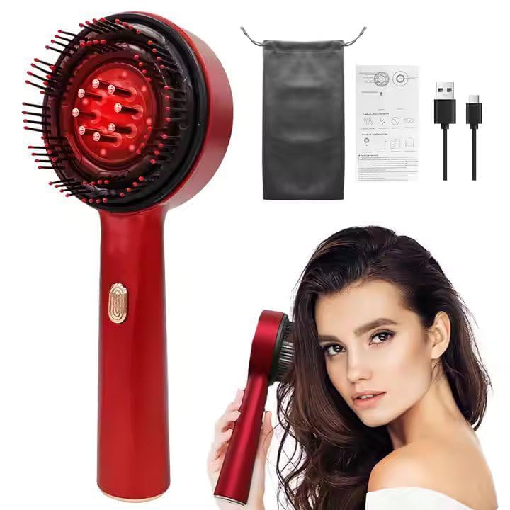 Red Light Therapy Scalp Massager with Oil Applicator