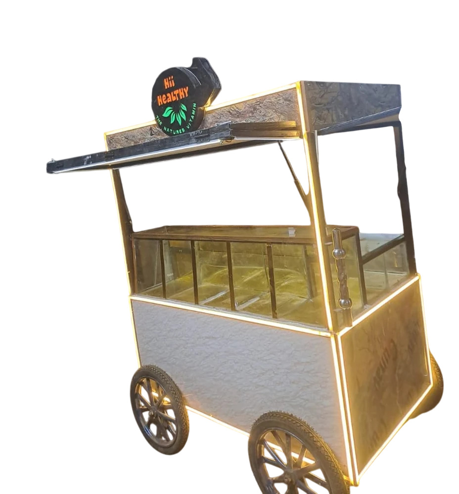 Mild Steel Dry Fruits Cart - Color: White