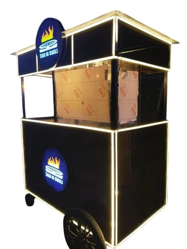 Stainless Steel Fast Food Cart - Color: Black