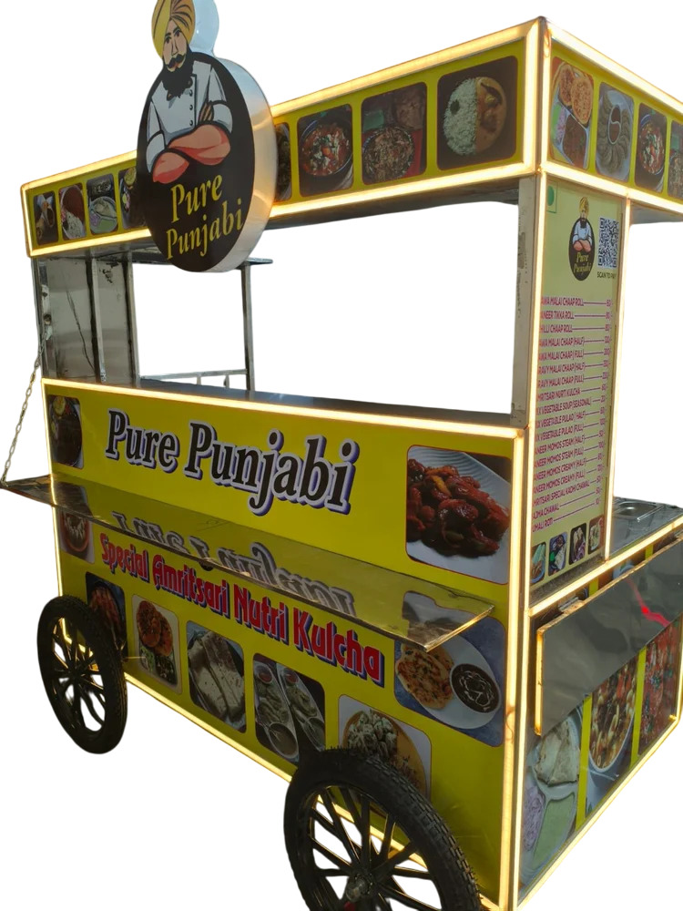 Mild Steel Panipuri Tricycle Cart - Color: Multi Colour