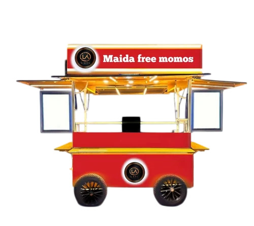 Stainless Steel Momos Cart - Color: Red