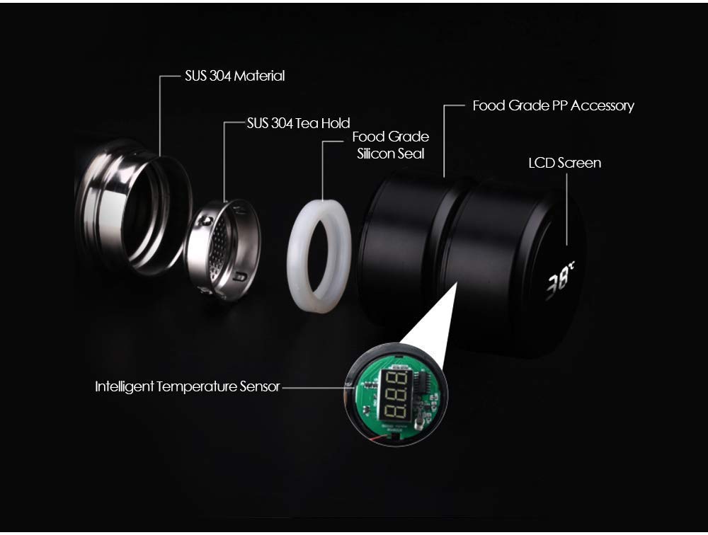 Led Active Temperature Bottle - Color: Black