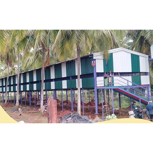Elevated Goat Farm Shed - Color: White And Blue