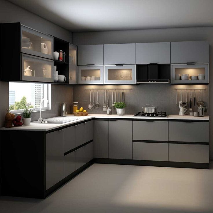 L Shape Kitchen Interior Designing Service