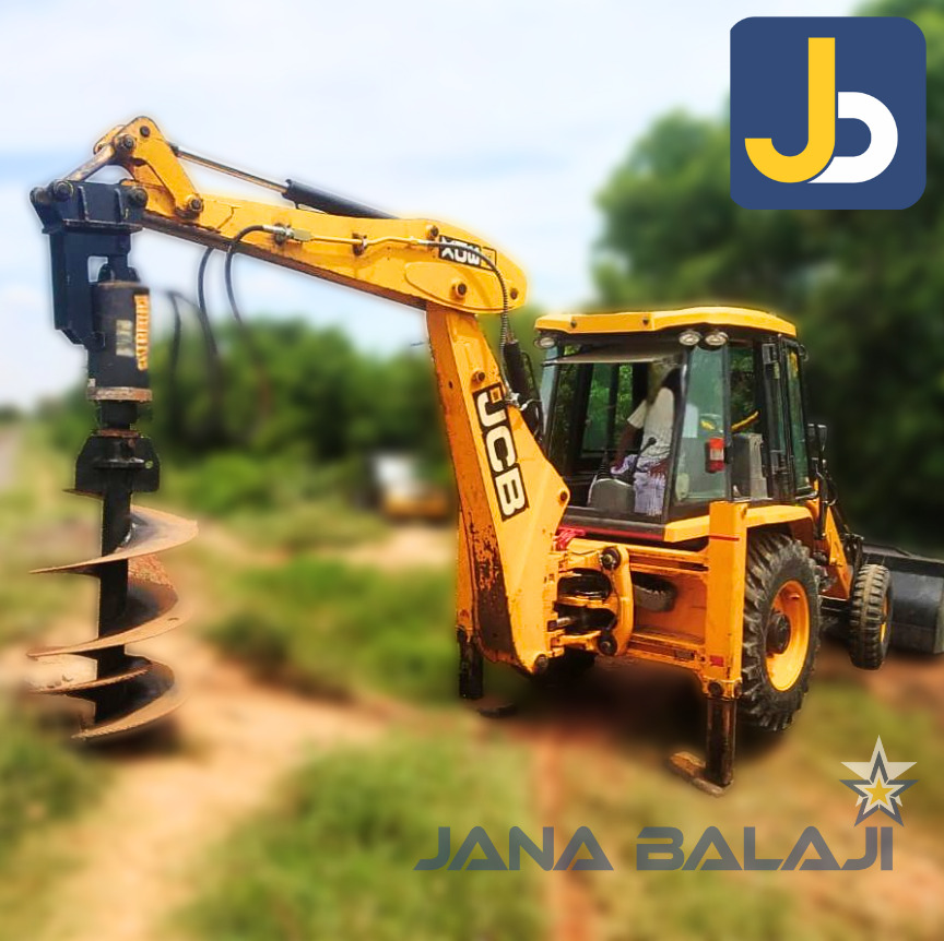 Yellow JCB Auger