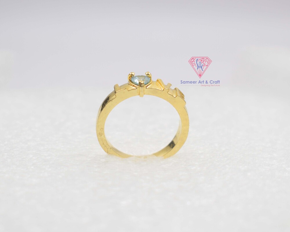 18k Gold Plated Cubic Zirconia Love Ring With Heart Shape In Brass Material
