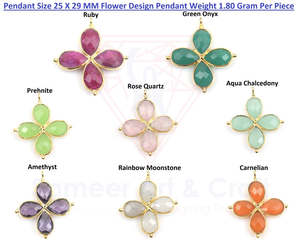 Natural Gemstone Brass With Gold Plated Pendant