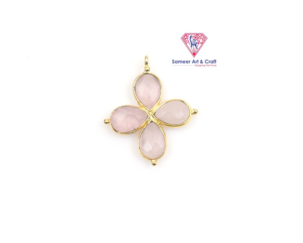 Natural Gemstone Brass With Gold Plated Pendant