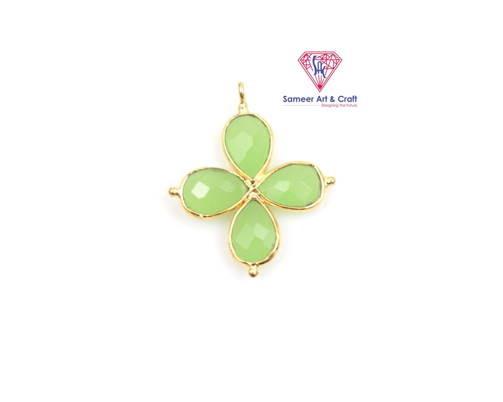 Natural Gemstone Brass With Gold Plated Pendant