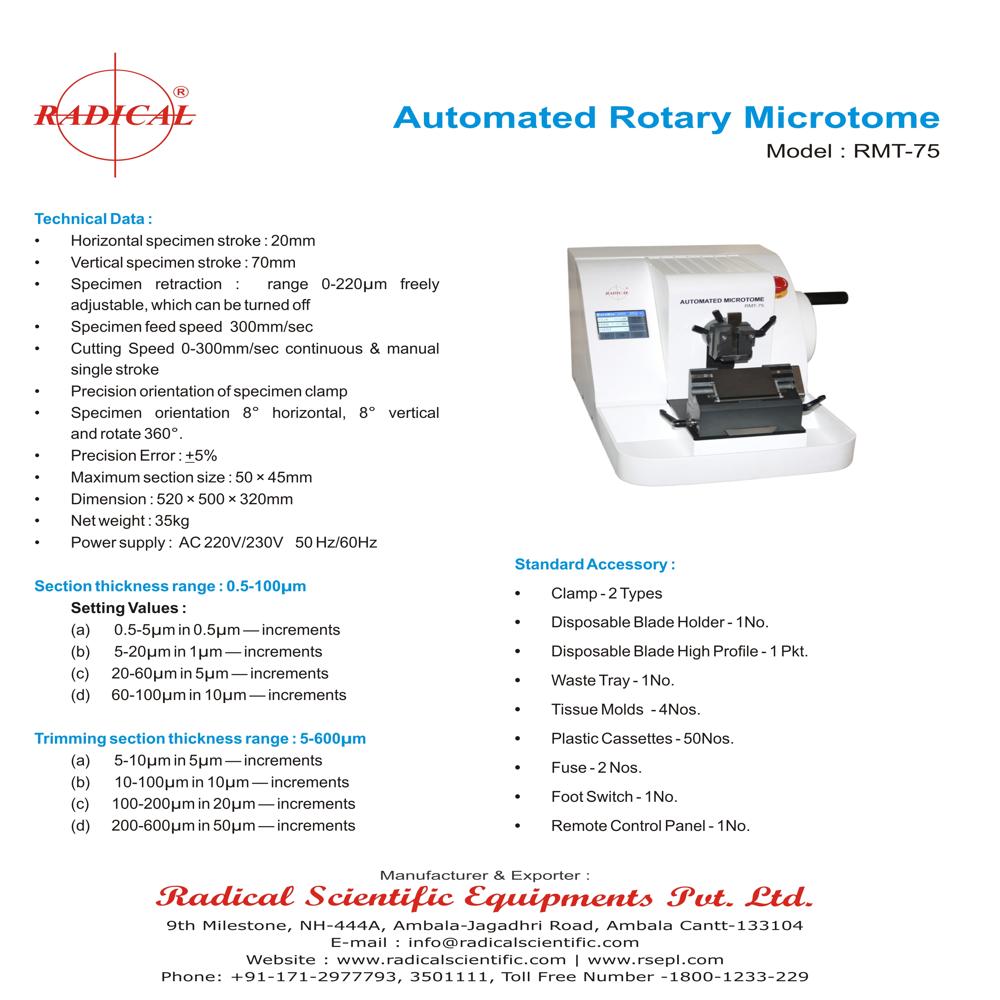 Fully Automatic Rotary Microtome Rmt-75 - Dimension (L*w*h): 520*450*300 Millimeter (Mm)