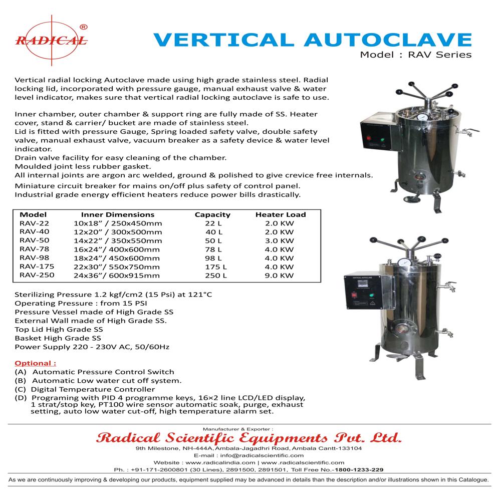 Digital Vertical Autoclave Rav-50 - Color: Mild Steel