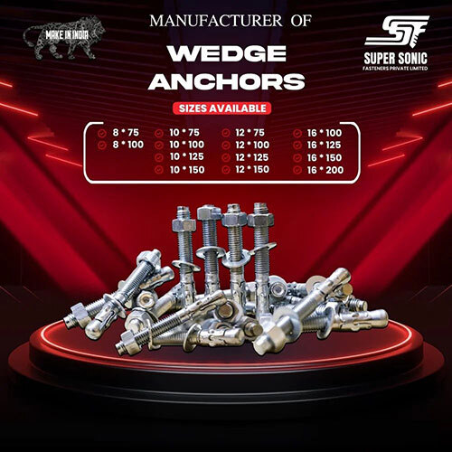 10 X 125 Wedge Anchor Thru Bolt - Color: Silver Paint Coated