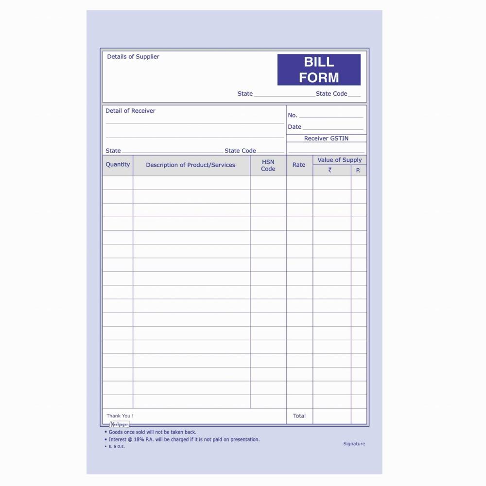 Multicolour Bill Book Printing Service