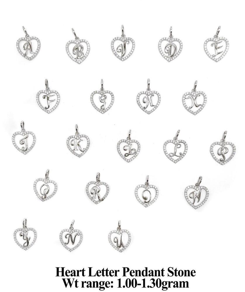 92.5 New Design Silver Heart Letter Pendant Stone