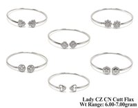 92.5 New Design Silver Lady CZ CN Cutt Flax Kada