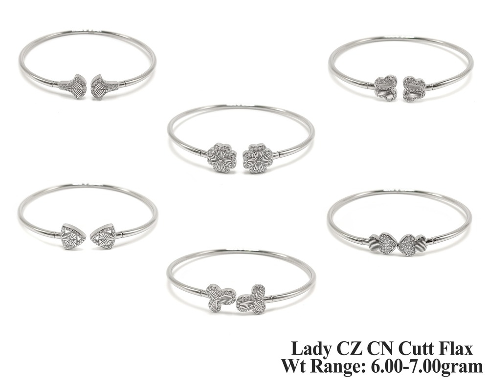92.5 New Design Silver Lady CZ CN Cutt Flax Kada