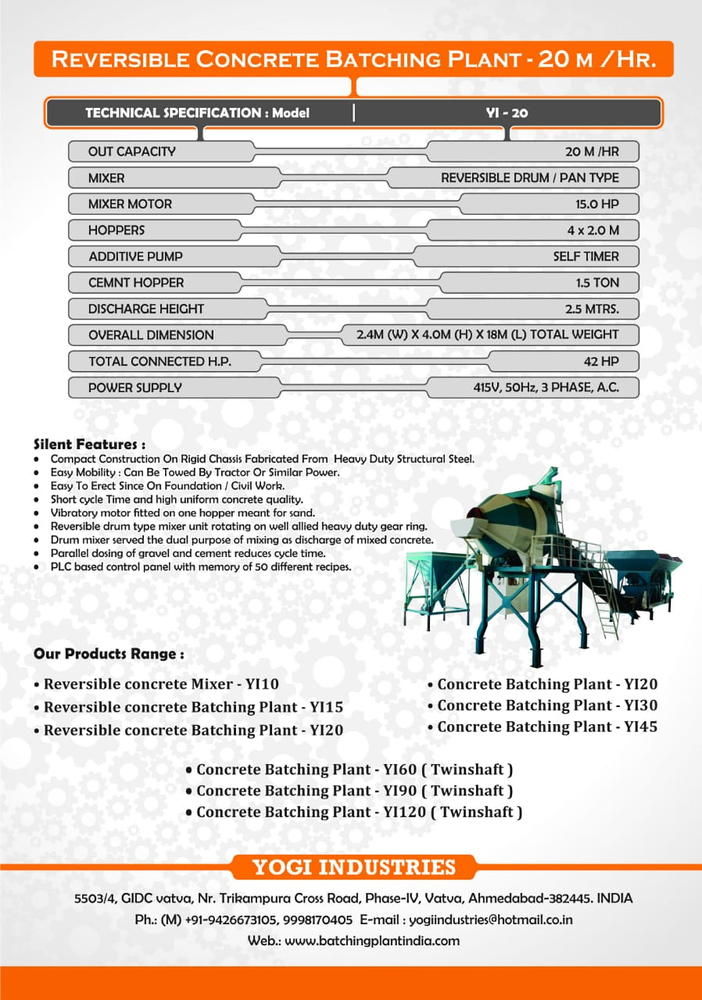 Reversible Concrete Batching Plant - Color: White