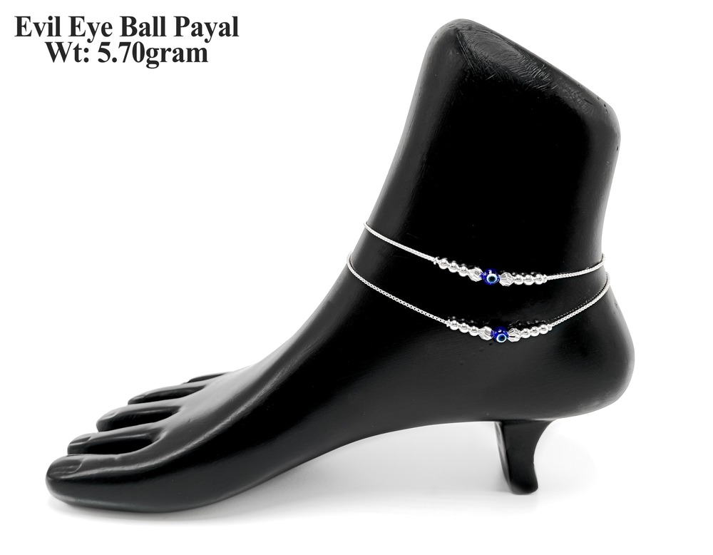 92.5 New Design Silver Evil Eye Ball Payal