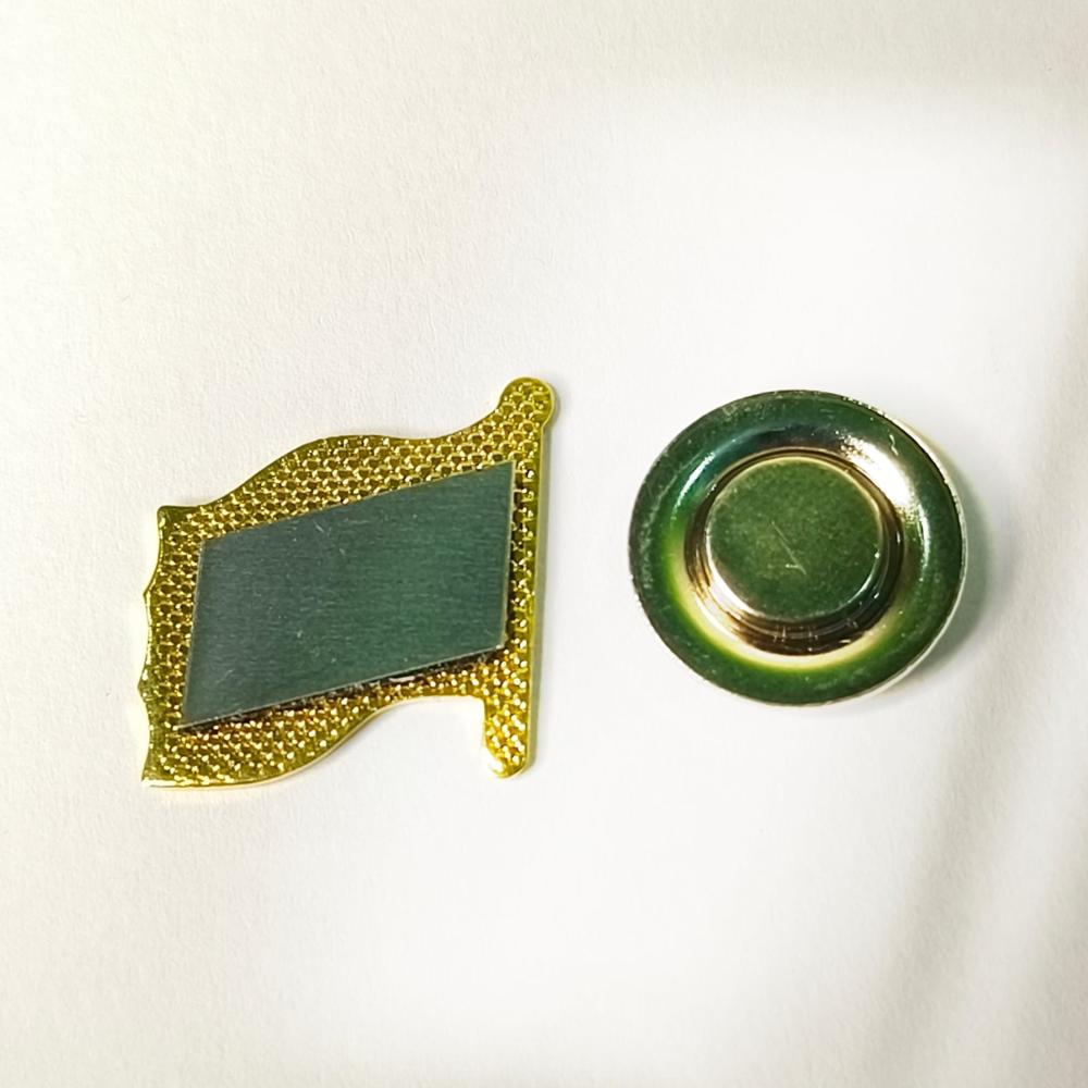 Indian Flag Badge - Brass, 2 Cm Rectangle , Gold-plated Finish, Pin-type Attachment For Elegant Display On Apparel And Accessories