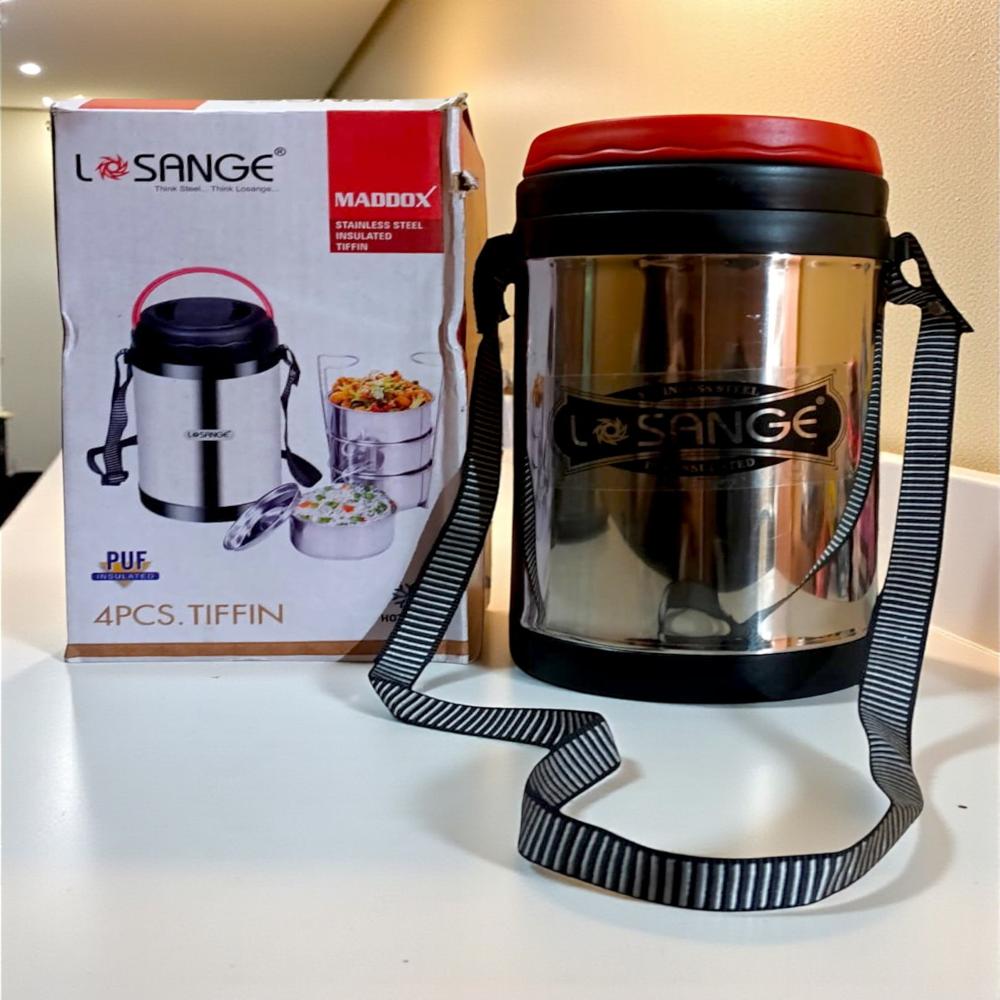 PUF Insulated 4 Pcs Stainless Steel Tiffin Lunch Box